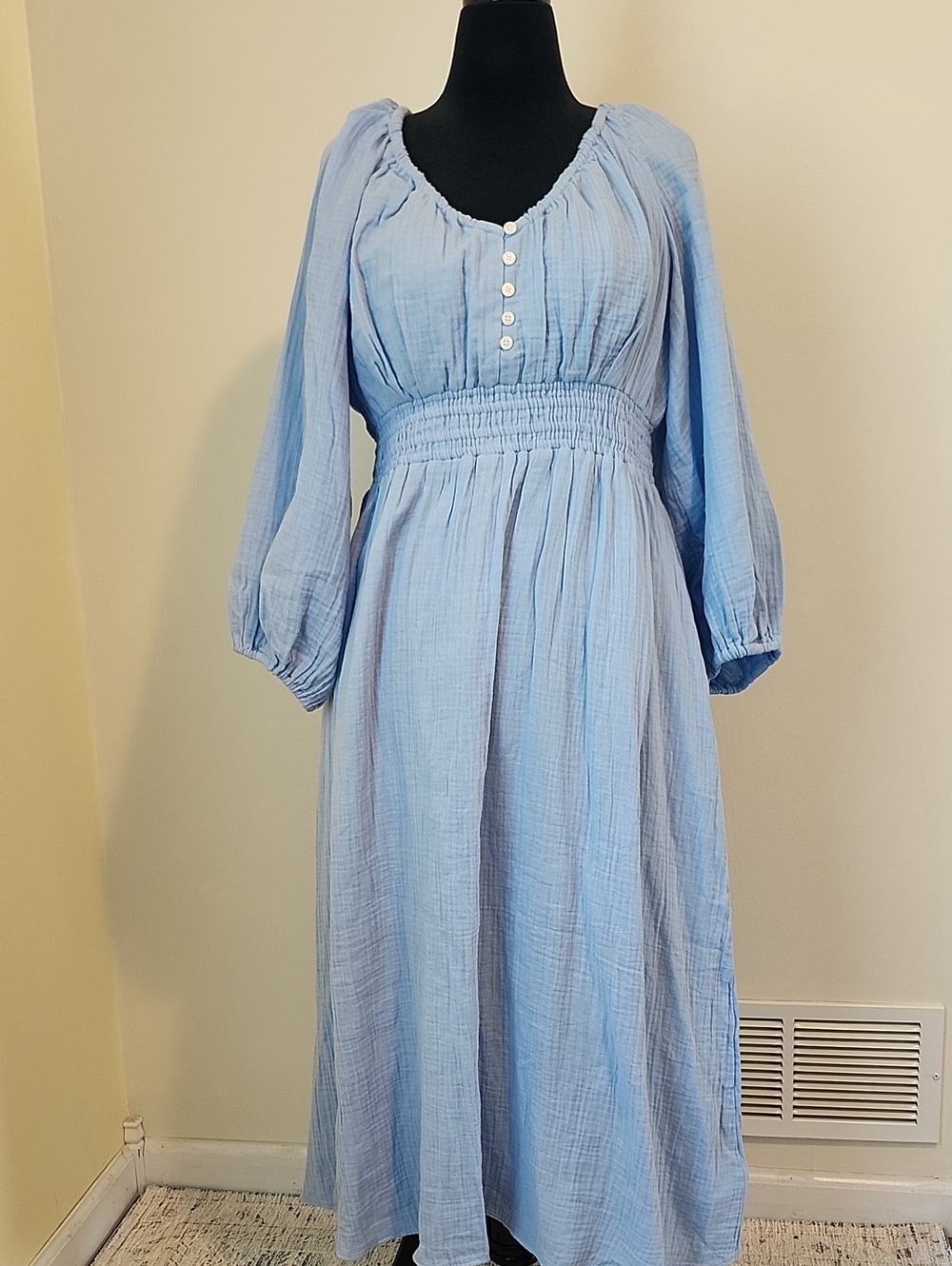 NWT J. Crew Soft Cotton Gauze Dress Blue Size L